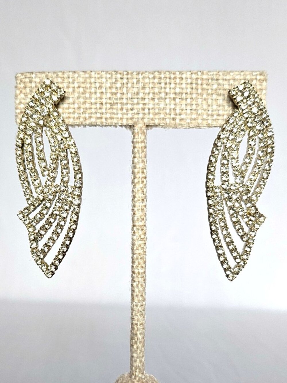 Silver Rhinestone Statement Earrings | Crystal Dangle | Bridal Prom 2"